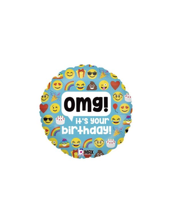 Воздушный шарик Emoji «OMG! It's your Birthday»