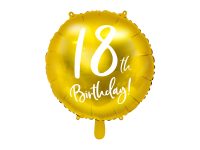 Foil balloon "18 BIRTHDAY" golden, round