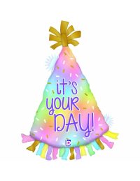 Fooliumist õhupall peomüts «IT'S YOUR BIRTHDAY», opal