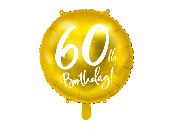 Фольгированный шар "60 BIRTHDAY" золотой, круглый