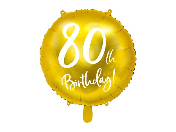 Foil balloon «80th BIRTHDAY», gold, round