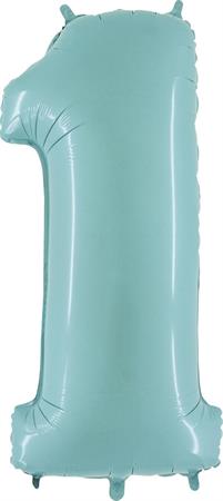 Foil balloon "NUMBER 1" pastel blue