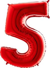 Фольгированный шар "ЦИФРА 5" красный