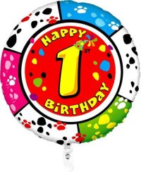 Fooliumist õhupall «HAPPY BIRTHDAY 1», ümmargune