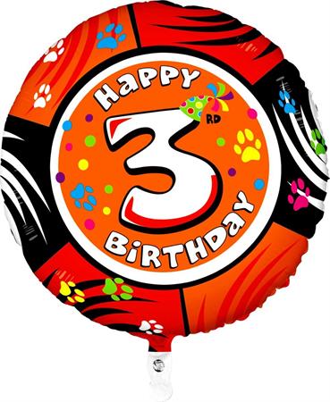 Happy-Birthday-3-ummargune-GR-2143-1WE-P Фольгированный шар "HAPPY BIRTHDAY 3" круглый