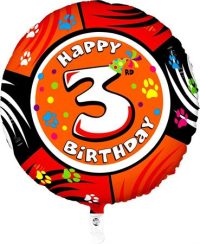 Fooliumist õhupall "HAPPY BIRTHDAY 3" ümmargune