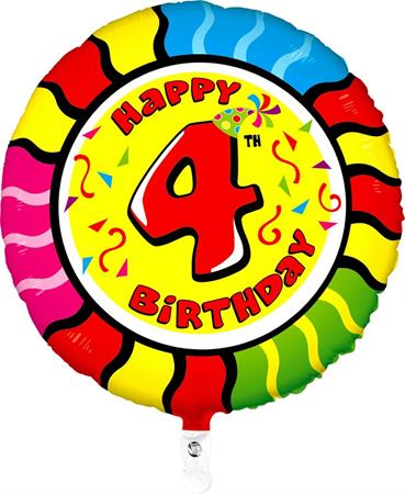 Happy-Birthday-4-ummargune-GR-2144-1WE-P Фольгированный шар "HAPPY BIRTHDAY 4" круглый