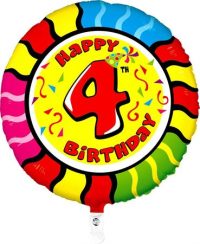 Fooliumist õhupall "HAPPY BIRTHDAY 4" ümmargune