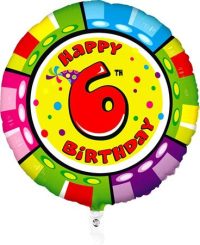 Фольгированный шар "HAPPY BIRTHDAY 6" круглый