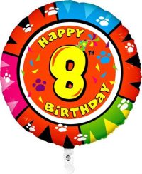 Fooliumist õhupall "HAPPY BIRTHDAY 8" ümmargune