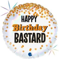 Фольгированный шар «Happy Birthday Bastard» круглый, голографический