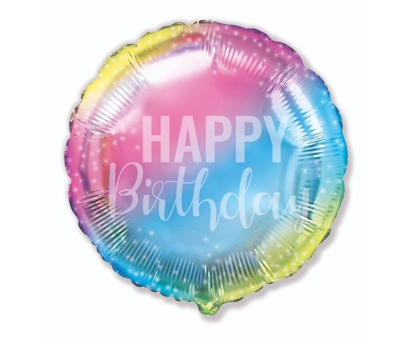Foil balloon «Happy Birthday», rainbow, round