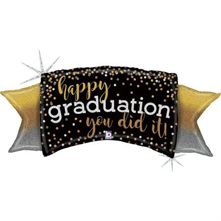 Фольгированный шар «HAPPY GRADUATION YOU DID IT!» черный