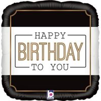 Foil balloon  «HAPPY BIRTHDAY TO YOU» black and white