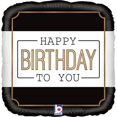 Fooliumist õhupall «HAPPY BIRTHDAY TO YOU», must-valge