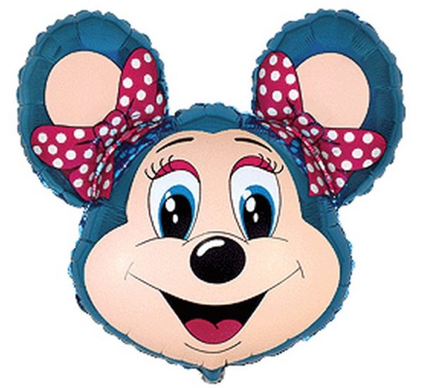 Foil balloon «Mouse», head, blue