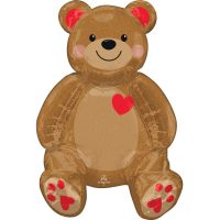 Foil balloon "BEAR WITH HEART" sitting