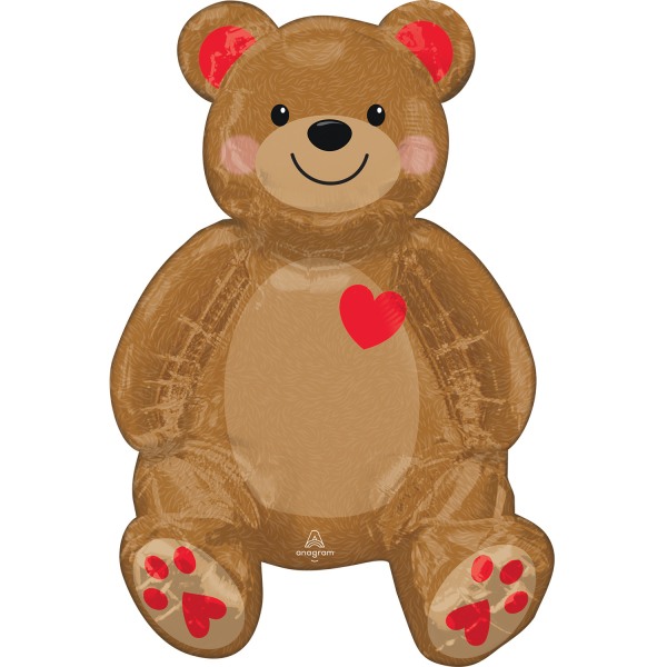 Foil balloon "BEAR WITH HEART" sitting
