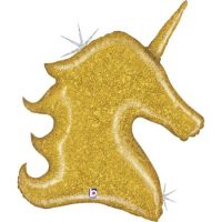Foil balloon «GOLD UNICORN», holographic