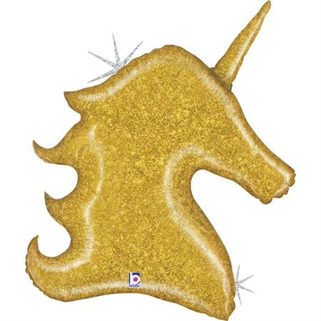 Foil balloon «GOLD UNICORN», holographic