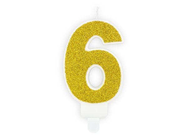 Candle number «6», gold