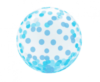 Transparent balloon with light blue confetti