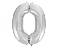 Foil balloon "NUMBER 0" silver