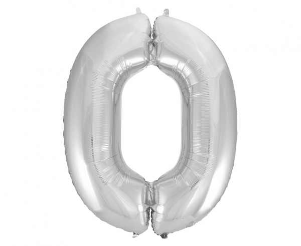 Foil balloon "NUMBER 0" silver