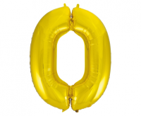 Fooliumist õhupall "NUMBER 0" kuldne