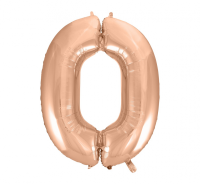 Foil balloon "NUMBER 0" pink-gold
