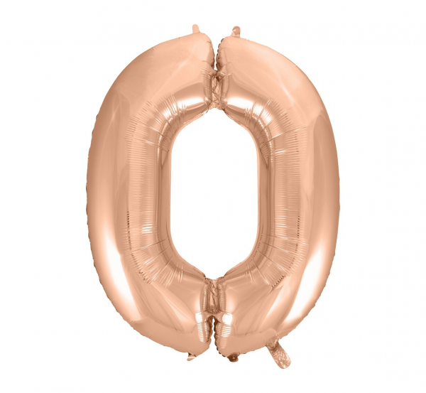 Number-0-kuldne-roosa-HS-C45RZ0 Foil balloon "NUMBER 0" pink-gold