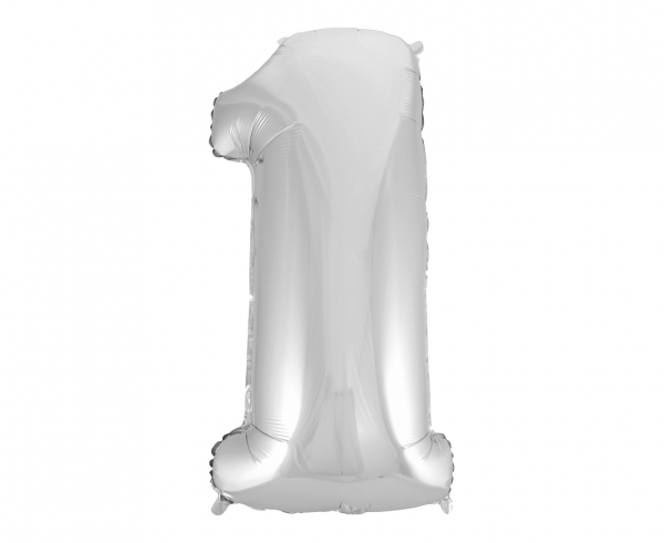 Number-1-hobe-FG-C85S1 Foil balloon "NUMBER 1" silver