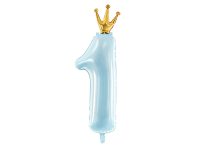 Foil balloon "NUMBER 1" blue, with crown