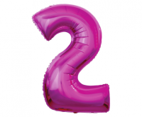 Foil balloon "NUMBER 2" fuchsia