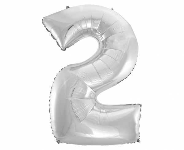 Number-2-hobe-FG-C85S2 Foil balloon "NUMBER 2" silver