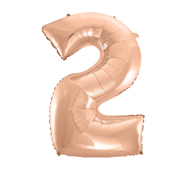 Number-2-kuldne-roosa-HS-C45RZ2 Foil balloon "NUMBER 2" pink-gold
