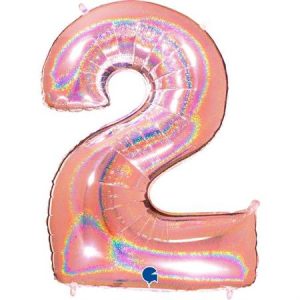 Number-2-roosa-kuldne-GR-832GHRG-P Foil balloon "NUMBER 9" holo glitter rainbow
