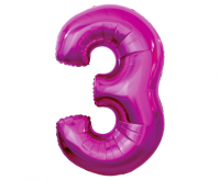 Foil balloon "NUMBER 3" fuchsia
