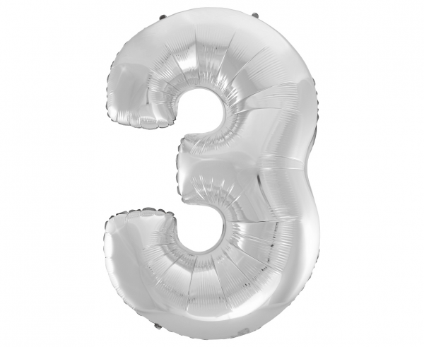 Fooliumist õhupall "NUMBER 3" hõbe