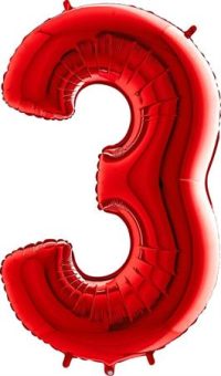 Фольгированный шар "ЦИФРА 3" красный
