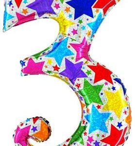 Фольгированный шар "ЦИФРА 3" розово-золотой блестящий