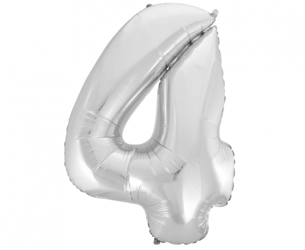 Foil balloon "NUMBER 4" silver