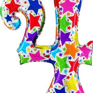 Foil balloon "NUMBER 3" holo glitter silver