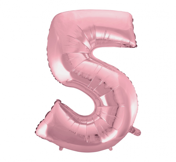 Foil balloon "NUMBER 5" light pink