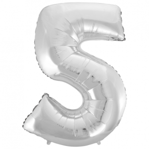 Foil balloon "NUMBER 3" holo glitter silver