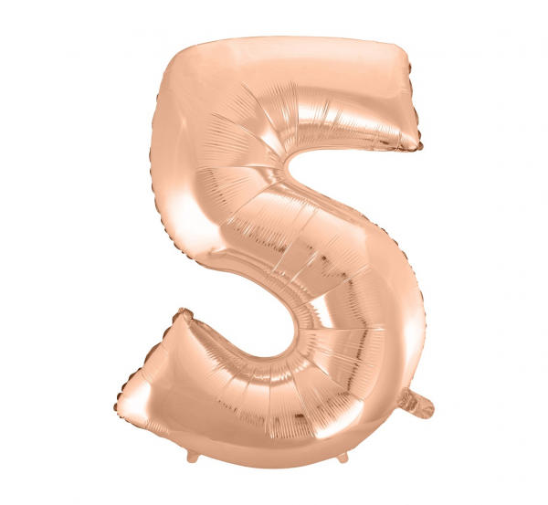 Number-5-kuldne-roosa-HS-C45RZ5 Foil balloon "NUMBER 5" pink-gold