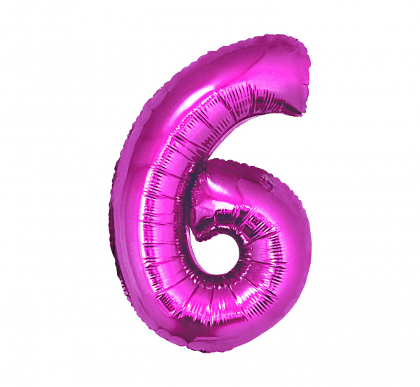 Number-6-fuksia-FG-C85R6 Foil balloon "NUMBER 6" fuchsia