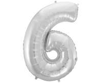 Fooliumist õhupall "NUMBER 6" hõbe