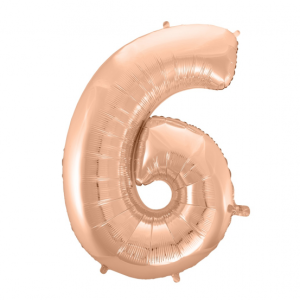Foil balloon "NUMBER 6" pink-gold