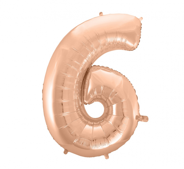 Foil balloon "NUMBER 6" pink-gold